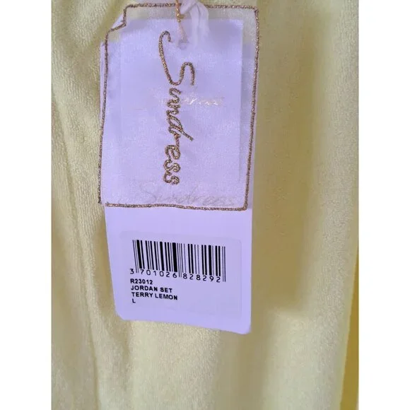 New Jordan Set Terry Lemon Crop Top & Pants Elastic Waist Rickrack Details Large - Picture 4 of 9